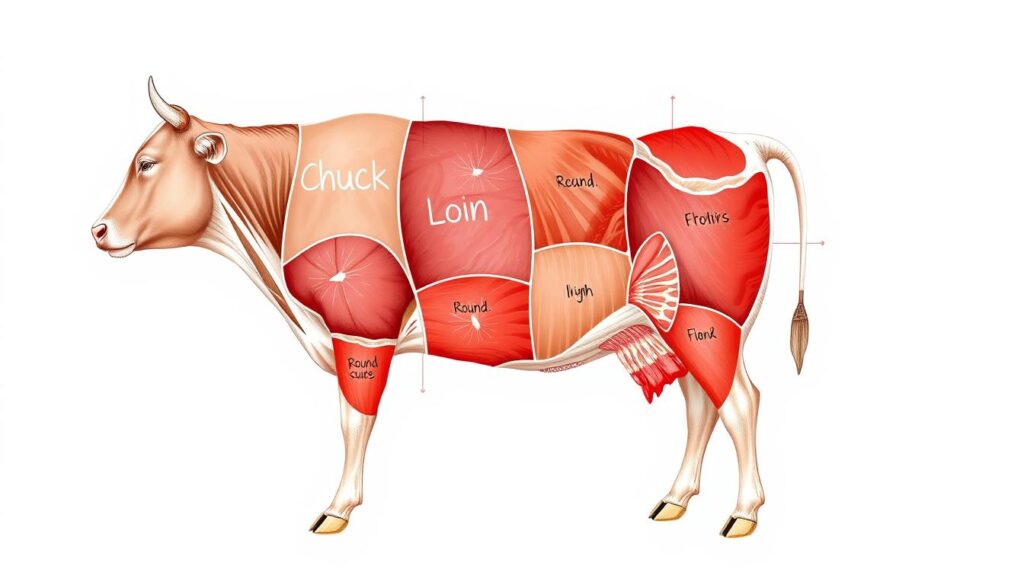 Beef Cuts Diagram Illustration