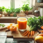 drink carrot juice everyday :A glass of carrot juice to drink carrot juice everyday.