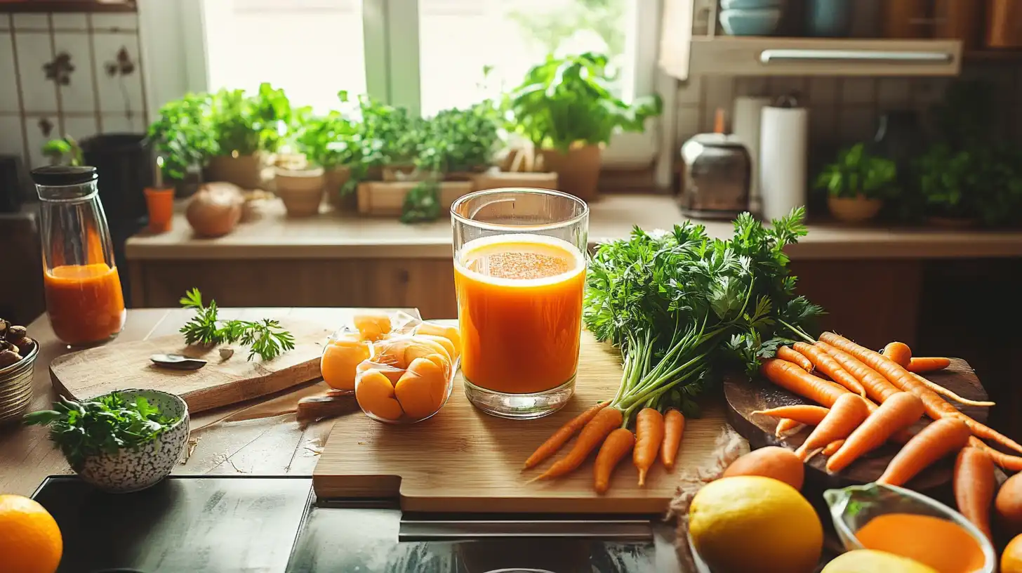 A glass of carrot juice to drink carrot juice everyday.