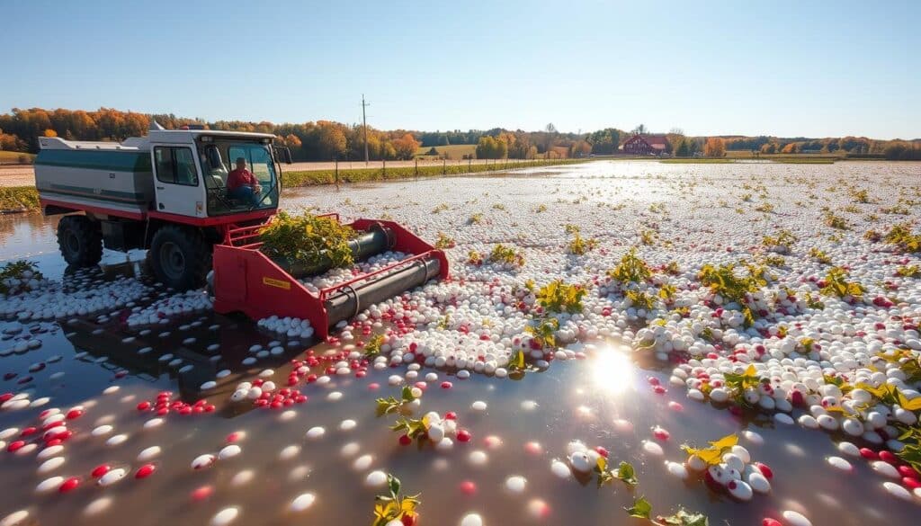 white cranberry harvesting